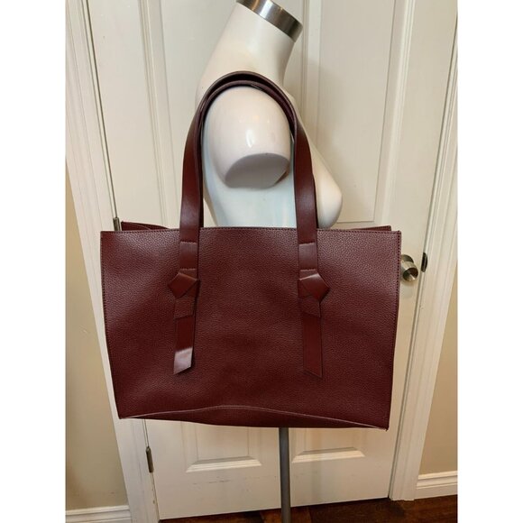 Rachel Zoe Wine Arialith Bordo Vegan Faux Leather Tote Shoulder Bag - Picture 5 of 6